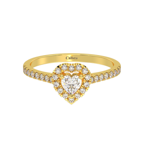 แหวนคาลิสต้าทรงหัวใจสีทองแท้14K สำหรับผู้หญิงแหวนหมั้นแบบโซลิแทร์สำหรับงานเลี้ยง - Product Image 6