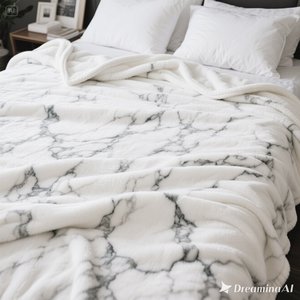 Manta de lana suave de lujo Diseño de mármol blanco acogedor Diseño King Size - Product Image 5