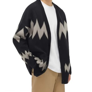 Pulls en tricot jacquard à manches longues sur mesure OEM & ODM, col en V, vêtements pour hommes, pull en tricot tendance pour hommes - Product Image 1