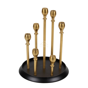 <b>Set</b> of 3 Handmade <b>Candle</b> Stand and Candelabra Holder Scented Wax Storage T Light Holder Gold and White Color Tabletop Supplies - Product Image 6