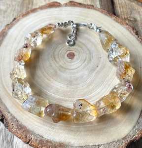 Citrine brute naturelle brute Bracelet en argent 925 perlé cristal bijoux jaune pierre précieuse cadeau de guérison pour les femmes Bracelet fait main - Product Image 2