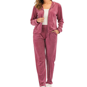 Ensemble de survêtement en velours pour femmes, conçu sur mesure, 2 pièces, sweat-shirt et pantalon, taille plus, velours respirant et écologique - Product Image 2