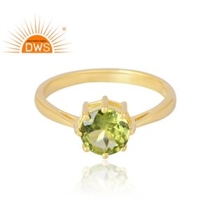 Latest Selling <b>925</b> Sterling <b>Silver</b> 18K Gold Plated Natural Peridot Gemstone <b>Ring</b> Prong for Certified Demi Fine Jewelry - Product Image 3