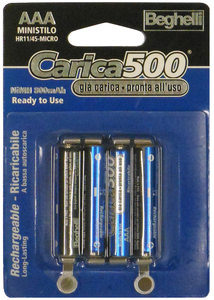 Batteria Ricaricabile Carica 500 4 Pezzi Ministilo 1,2v-800 Mah. - Product Image 1