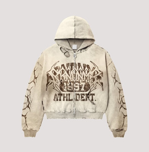 Personnalisé 100% Coton DTG Imprimé Graphique Poids Lourd Déshabillé Lavé Sweat À Capuche Coudre Vintage Streetwear Solide Surdimensionné - Product Image 5