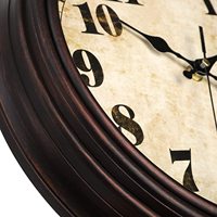 Jam Dinding Bulat Vintage dengan Bingkai Kayu Coklat Antik Angka Romawi Gaya Retro Jam Dekoratif untuk Rumah atau Kantor