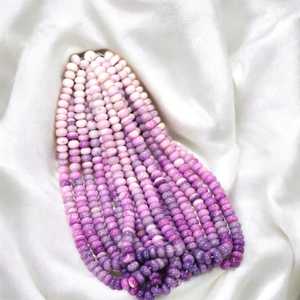 Cuentas de piedra Rondelle lisas de ópalo Bio rosa y púrpura Natural, piedras preciosas sueltas de 7mm y 10mm para la fabricación de joyas, suministro a granel de La India - Product Image 4