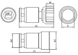 EM ODM 3/8 "ดร. ซ็อกเก็ตสากลที่ให้ผลกระทบสูง2ทางผู้จำหน่ายจากไต้หวัน - Product Image 2