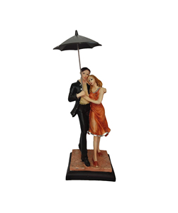 Couple Art Résine Sculpture À La Main Moderne Décor De Table Passionné Amour Statue Parapluie Amoureux Pour La Maison Et Le Bureau - Product Image 1