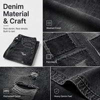 Jeans en denim à jambes larges, patchwork noir délavé, style vintage streetwear, IKDEER