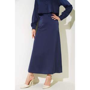 Cintura Falda Satén Cremallera Azul Marino - Product Image 3