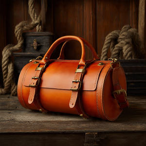 Bolsos cruzados en forma de barril, bolso de cuero de barril de lona, ropa de calle para adultos, bolsos de barril de cuero genuino para mujer - Product Image 3