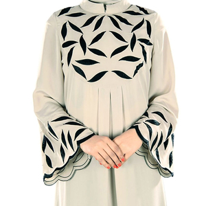 2025 última moda señoras elegantes mujeres africanas bordado modesto gasa manga larga piedra trabajo musulmán Abaya trompeta/sirena - Product Image 4