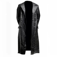 Veste vintage en simili cuir steampunk pour homme, trench-coat médiéval, longue veste d'extérieur, coupe-vent gothique d'hiver, veste de moto, Halloween, scène