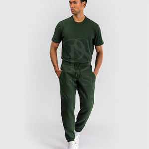 Pantalon de survêtement personnalisé de luxe pour hommes Pantalon droit en coton lourd Broderie Logo décontracté Léger Vêtements de sport unis - Product Image 4