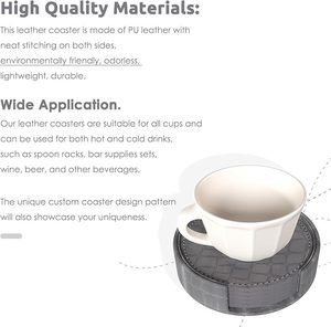 Handcrafted Leather Grey Colour <b>Table</b> <b>Coaster</b> for Dining <b>Table</b> Wedding Christmas Decoration Family Gathering Parties - Product Image 2