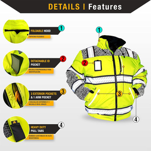เสื้อแจ็กเก็ตนิรภัยแบบสั่งทำพร้อมพิมพ์โลโก้ชุดทำงานกลางแจ้งสะท้อนแสงมองเห็นได้ชัดเจน - Product Image 2