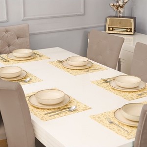 Set de 8 napperons jaunes 100% coton avec motif neige Tapis de table décoratifs 35x45cm Accessoires de table à manger élégants et durables - Product Image 2
