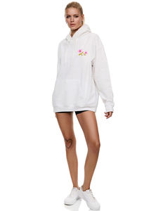 Sudaderas con capucha informales de cuello redondo para Otoño e Invierno para mujer, forro polar 100% algodón, manga abullonada, logotipo frontal - Product Image 2