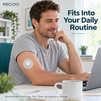 Patch adhésif pour capteur CGM RECOO, respirant, non tissé, formes prédécoupées pour moniteur de glucose continu, OEM