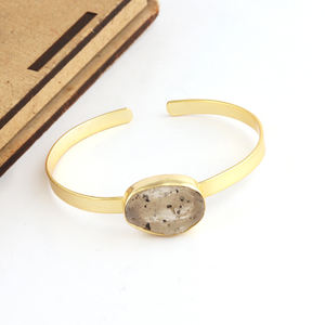 Bracelet en Quartz naturel fait à la main, plaqué or, manchette ouverte, Bracelet, fournisseur de bijoux de mode, nouvel arrivage - Product Image 4