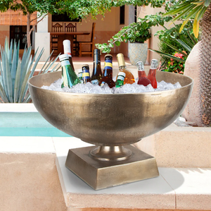 AK ถังน้ำแข็งโลหะทรงกลมทำจากทองเหลืองคุณภาพสูงสีทองแบบโบราณสำหรับตกแต่งบาร์/งานเลี้ยง - Product Image 1