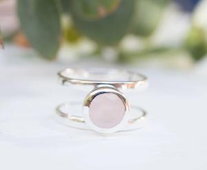 Bague Designer en Argent Sterling 925 Quartz Rose Naturel Forme Ronde avec Feuilles Cadeau de Mariage pour Elle - Product Image 1