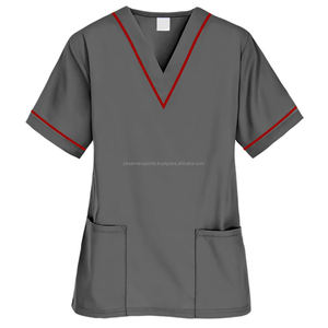 Tops quirúrgicos con cuello en V y 3 bolsillos para mujer, uniforme de Enfermería Médica elástico de manga corta, uniformes de Hospital para mujer - Product Image 2
