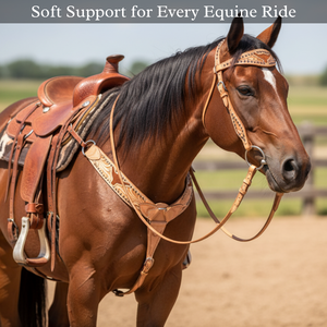 Ensemble de serre-tête et de cuirasse de cheval élégant | Tack en cuir de qualité supérieure pour un confort, une durabilité et un style optimaux en équitation et en entraînement - Product Image 2