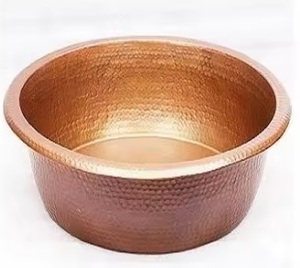 Cuenco de pedicura duradero con textura martillada de acero inoxidable Chapado en cobre elegante diseño rectangular de alta calidad japonés Premium - Product Image 5