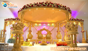 Décoration de mandap en bois pour mariage sud-indien, dernier modèle de mandap sculpté à la main, décoration de mariage hindou, mandap en bois, Danemark - Product Image 6