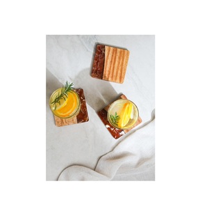 ถาดรองแก้วไม้ทำด้วยมือสำหรับเครื่องดื่มชากาแฟสำหรับรูปทรงสี่เหลี่ยมและสีน้ำเงินเข้มสินค้าขายดี - Product Image 6