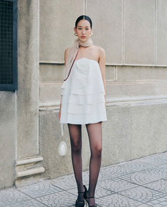 <b>White</b> Cup Bust <b>Mini</b> Dress with Flared <b>Skirt</b> The Perfect Mix of Classic and Modern Made in Vietnam - Product Image 4