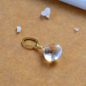 Colgante de Piedra Preciosa de Topacio Blanco en Forma de Lágrima, Piedra Natural Blanca Transparente, Chapado en Oro Rosa, Joyería Artesanal - Product Image 6