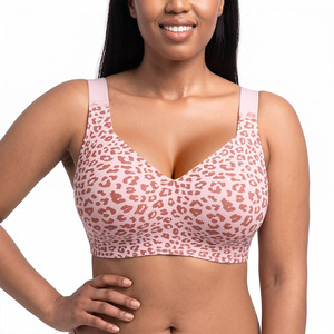 Wholesale <b>Push</b>-<b>Up</b> Breathable Seamless <b>Wireless</b> Underwear Pink Leopard Contour Minimizer Everyday Support <b>Bra</b> - Product Image 4