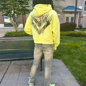 Logotipo gratis French Terry 450gsm Hoddie Pullover bordado personalizado 500 Gsm Heavyweight 100% algodón pesado Sudadera con capucha de gran tamaño para hombres - Product Image 3