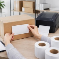 Étiquettes d'expédition thermiques personnalisées avec code-barres, autocollantes, rectangulaires, en papier sensible à la chaleur, imperméables, pour colis logistiques