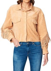 Veste à franges en cuir de daim pour femmes OEM ODM conception personnalisée Streetwear vêtements de mode en cuir véritable mode motard style écologique - Product Image 5