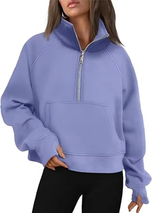 Sudadera Unisex Personalizada con Cierre de Cremallera de un Cuarto, Cuello Alto, Ecológica, Bordada con Cuentas, Estilo Urbano - Product Image 5