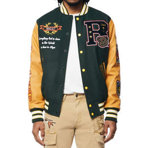 College <b>Baseball</b> <b>Jacket</b> <b>Men</b> High Quality Cotton Embroidered Fashion Casual Zipper Spring Waterproof Windproof Customized Front - Product Image 1