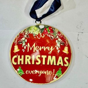 Christmas Decoration High Quality Round Hanging Ornament With Decal Resin <b>Print</b> <b>Sticker</b> Top Selling - Product Image 2