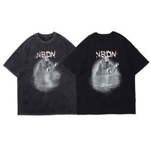 Venta al por mayor 100% algodón hombres camiseta de alta calidad de gran tamaño Boxy Fit logotipo personalizado DTG impreso crudo dobladillo grueso cuello Puff técnica - Product Image 6