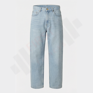 Pantalons en jean vintage pour hommes en gros 2025, de haute qualité, coupe droite, ample, bouton, lavable, uni - Product Image 1