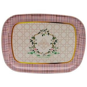 Plateau en métal rectangulaire élégant de 235x305mm Plateau de service décoratif en bois rose avec nacre Matériau nacré - Product Image 2