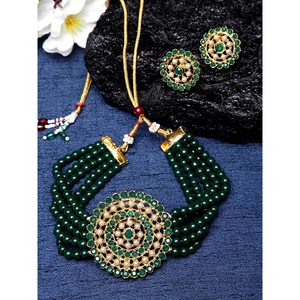 Collier ras du cou vert grand et rond pour les occasions de mariage - Product Image 1
