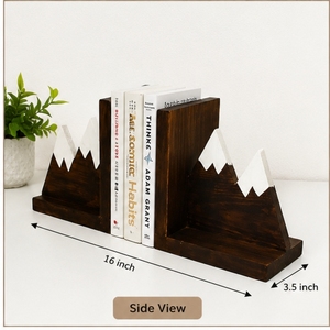 Wooden <b>Mountain</b> Bookends Geometric Minimalist Design 16x6.3 Inch Durable Home Decor for Living Room Tabletop Display - Product Image 2