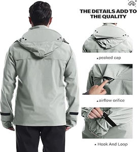 Luxury <b>Mens</b> Seam-Sealed Technical <b>Rain</b> <b>Jacket</b> OEM Manufacturer 3-Layer Stand Collar Front Logo <b>Waterproof</b> Ripstop Nylon Shell - Product Image 6