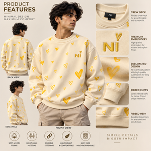 Oversized Cotton <b>Sweatshirt</b> <b>Men</b> Loose Fit Crewneck Pullover Casual Streetwear Winter Apparel Wholesale Supplier - Product Image 5