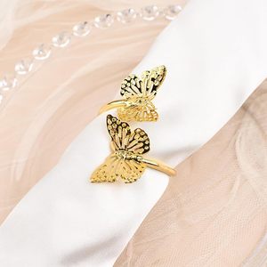 Hebillas de anillo de servilleta de Metal de mariposa doble para tocar a las cenas, decoración de mesa perfecta de alta calidad, impresiona a tus invitados - Product Image 1