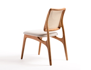 Chaise de salle à manger en rotin noir haut de gamme vintage moderne en bois massif pour villa hôtel appartement pour salon ou restaurant - Product Image 2